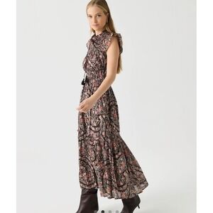 Cleobella Indira Ankle Dress in Divina Print XS 100% Organic Cotton NEW $278